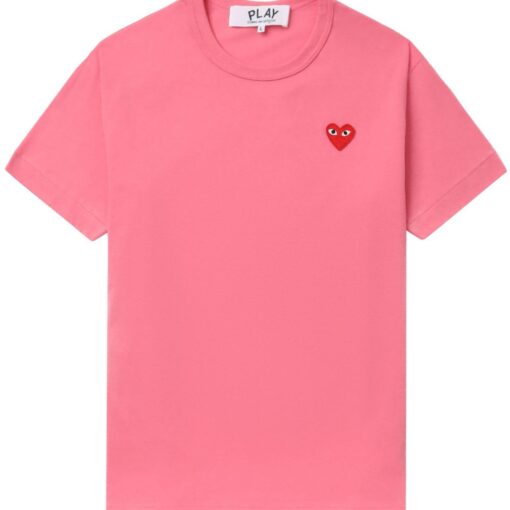 Comme Des Garçons Play logo-appliqué cotton T-shirt coral pink