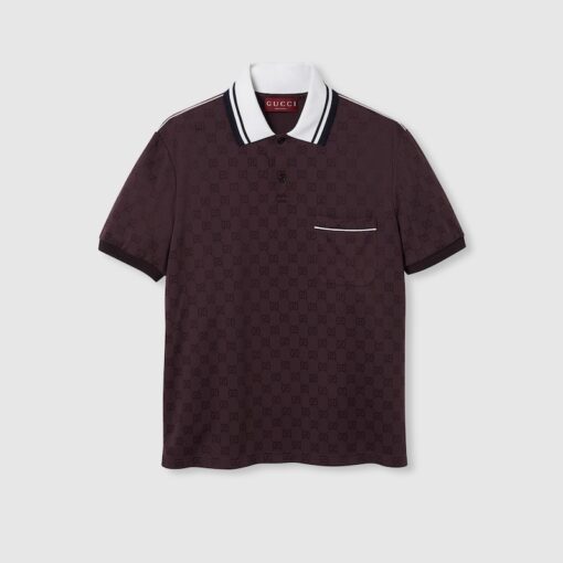 GG nylon and cotton polo shirt Burgundy