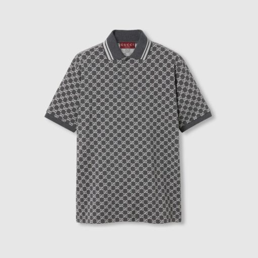 GG cotton lamé jacquard polo shirt Dark grey