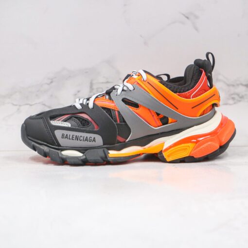 BALENCIAGA Track Mule Clear Sole Sneakers black orange