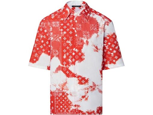 LV Monogram Bandana Short-Sleeved Shirt Orange/White