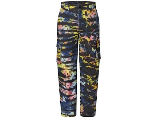 LV Printed Monogram Tie-Dye Cargo Denim Pant Multicolor
