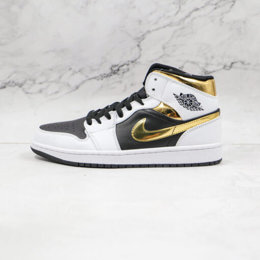 NIKE Air Jordan 1 Mid White black gold